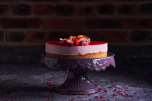 Ostekake med bringebær