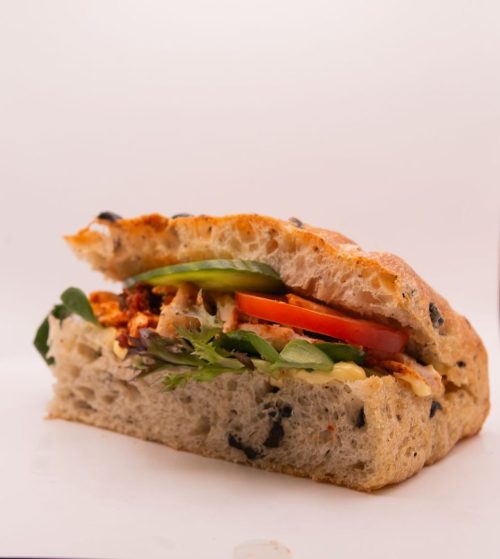 Focaccia, med marinert kylling